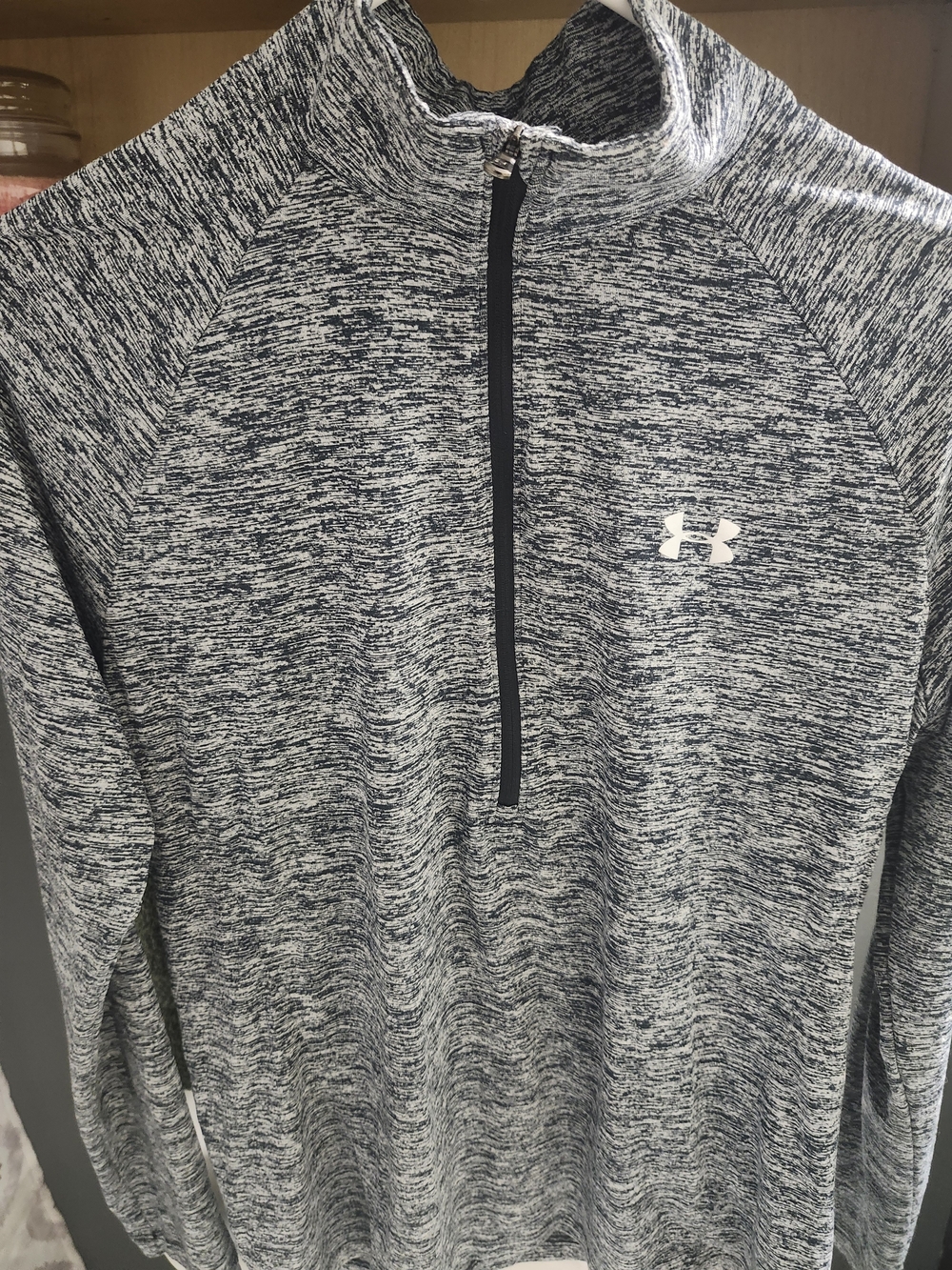 LG Heathered Navy Blue & White Quarter-Zip Pullover